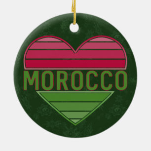 I Love Morocco, Moroccan Heart Ceramic Ornament