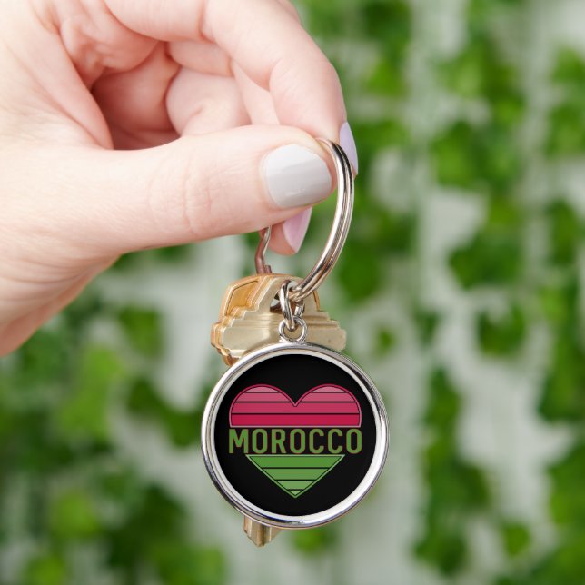 I Love Morocco, Moroccan Heart Keychain (Hand)