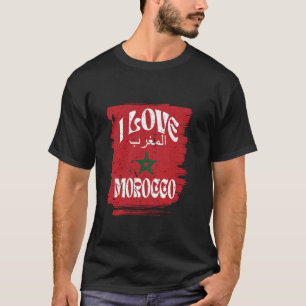 I Love Morocco With Morocco Grunged Distressed Fla T-Shirt