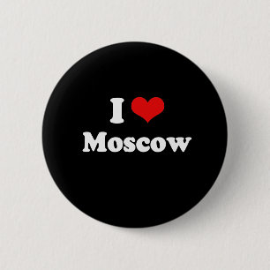 I Love Moscow Tshirt White Tshirt 2 Inch Round Button