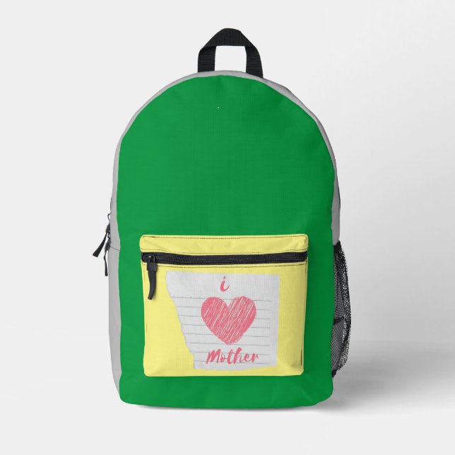 i love mother printed backpack (Front)