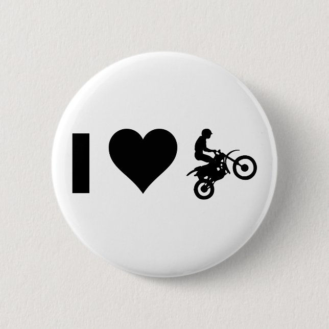 I Love Motocross 2 Inch Round Button (Front)