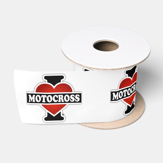 I Love Motocross Satin Ribbon (Spool)