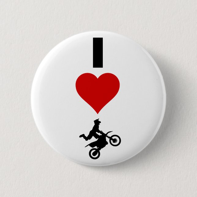 I Love Motocross (Vertical) 2 Inch Round Button (Front)