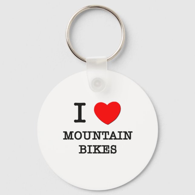 I Love Mountain Bikes Keychain (Front)