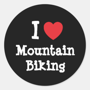 I love Mountain Biking heart custom personalized Classic Round Sticker