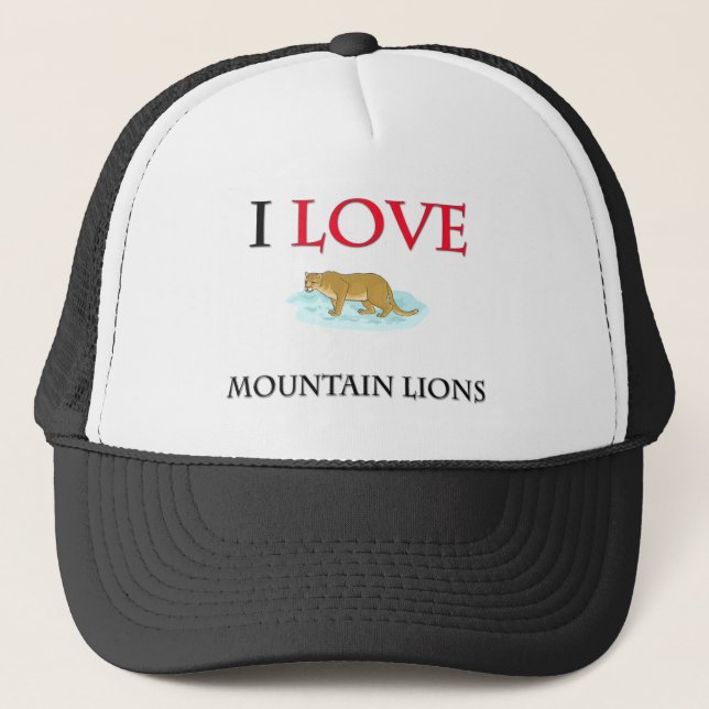 I Love Mountain Lions Trucker Hat (Front)