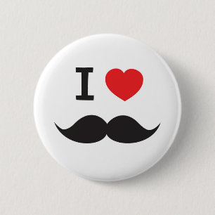 I Love Moustache 2 Inch Round Button