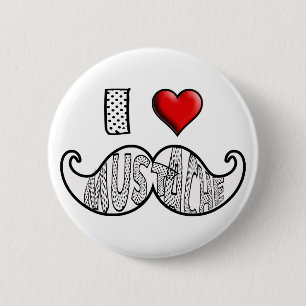 I Love Moustache 2 Inch Round Button