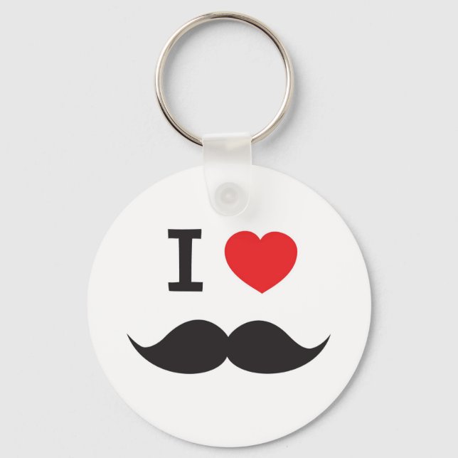 I Love Moustache Keychain (Front)