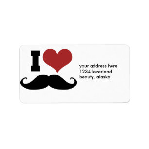 I Love Moustache Label