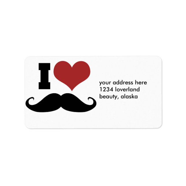 I Love Moustache Label (Front)