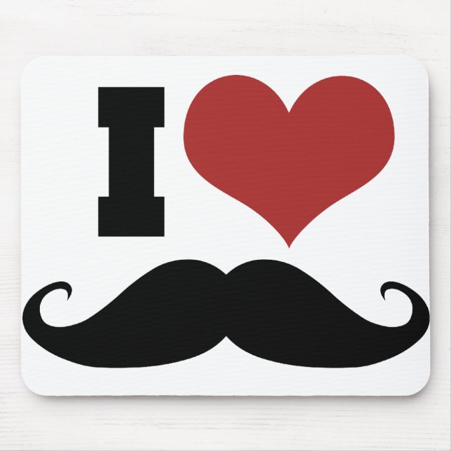 I Love Moustache Mouse Pad (Front)