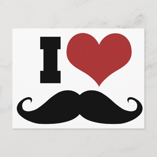I Love Moustache Postcard (Front)