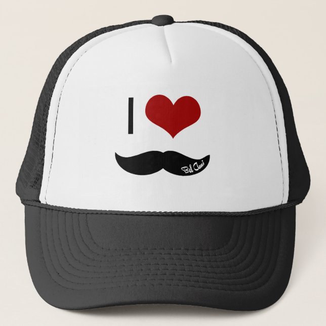 I love moustache trucker hat (Front)