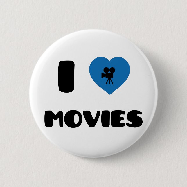 I Love Movies 2 Inch Round Button (Front)