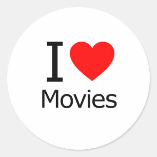 I Love Movies Classic Round Sticker