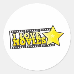 I love movies classic round sticker