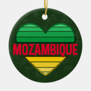 I Love Mozambique, Mozambican Heart Ceramic Ornament