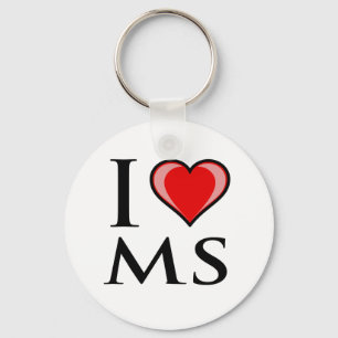 I Love MS - Mississippi Keychain