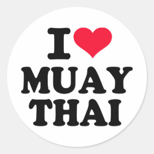 I love Muay Thai Classic Round Sticker