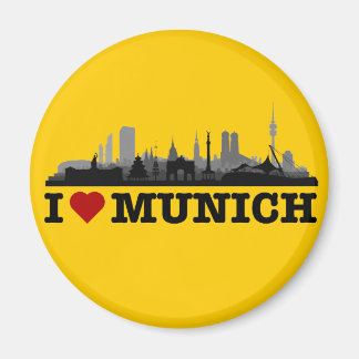 I love Munich City Skyline - refrigerator magnet
