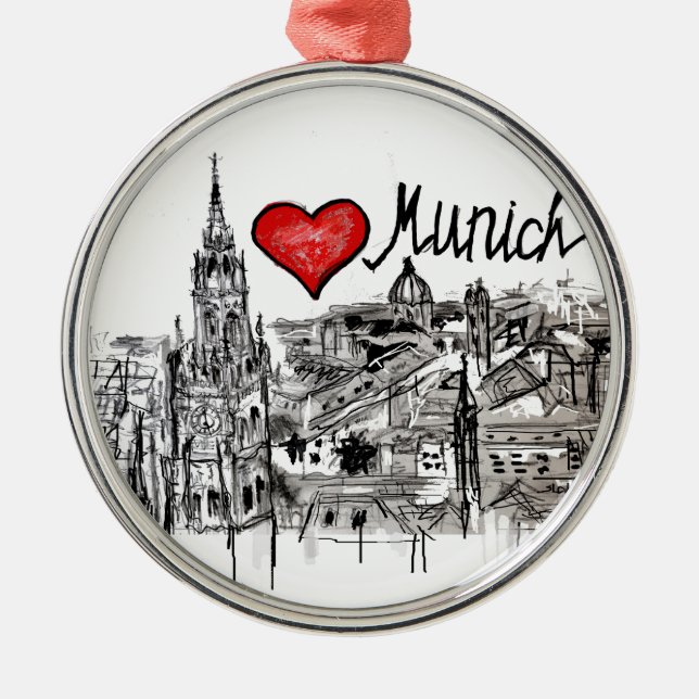 I love Munich Metal Ornament (Front)