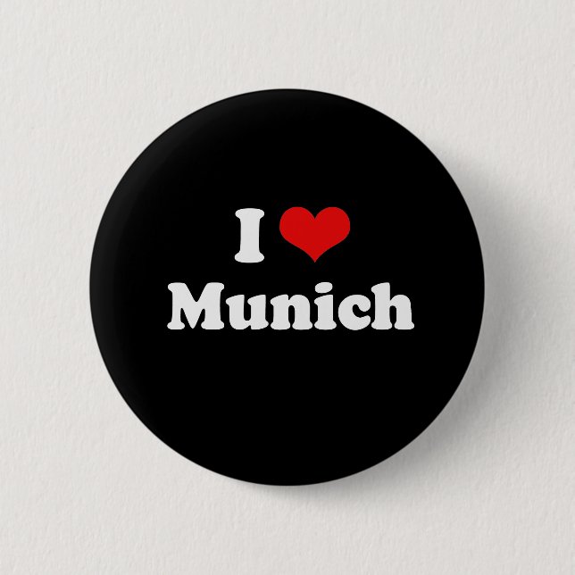I Love Munich Tshirt White Tshirt 2 Inch Round Button (Front)