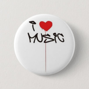 I Love Music 2 Inch Round Button