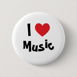 I Love Music 2 Inch Round Button