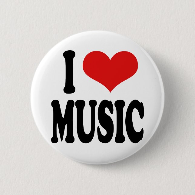 I Love Music 2 Inch Round Button (Front)