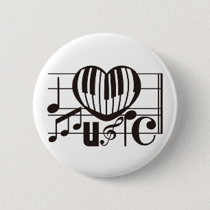 I LOVE MUSIC 2 INCH ROUND BUTTON