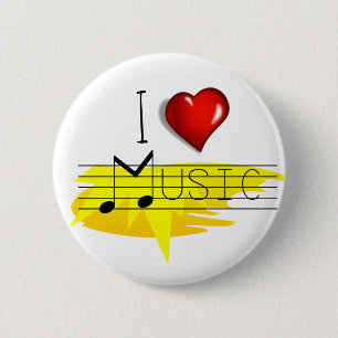 I Love music 2 Inch Round Button