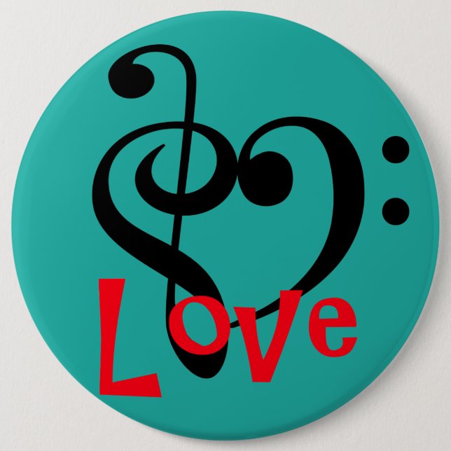 I Love Music 6 Inch Round Button (Front)