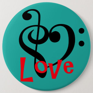 I Love Music 6 Inch Round Button