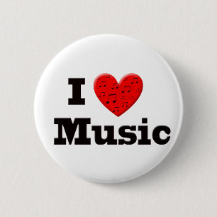 I Love Music and Heart 2 Inch Round Button
