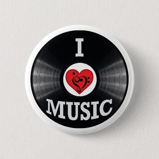I Love Music Art 2 Inch Round Button