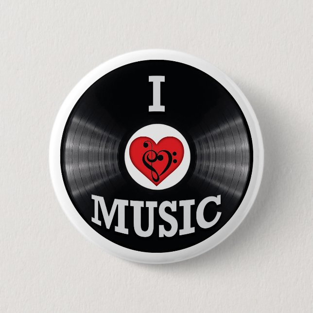 I Love Music Art 2 Inch Round Button (Front)