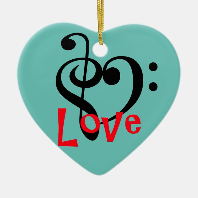 I Love Music Ceramic Ornament (Front)