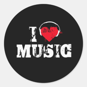 I love music classic round sticker