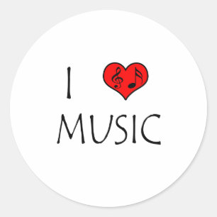 I Love Music Classic Round Sticker