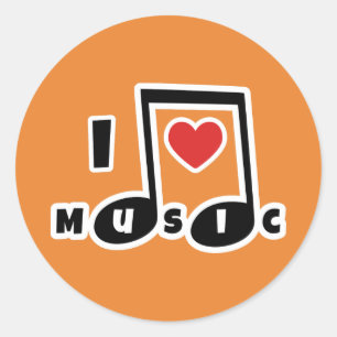 I love Music Classic Round Sticker