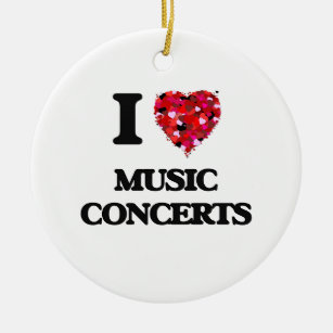 I Love Music Concerts Ceramic Ornament