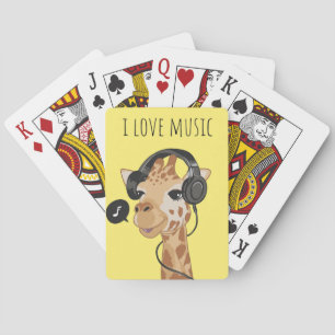 I Love Music Giraffe Playing Cards