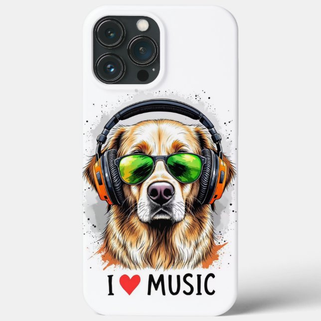 I Love Music Golden RetrieveriPhone / coque ipad (Verso)
