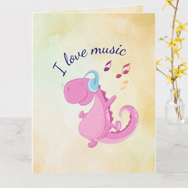 I Love Music Greeting Card (Yellow Flower)