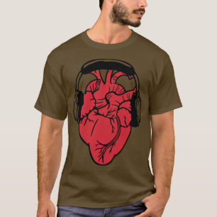 I Love Music Headset Anatomic Heart by Tobe Fonsec T-Shirt