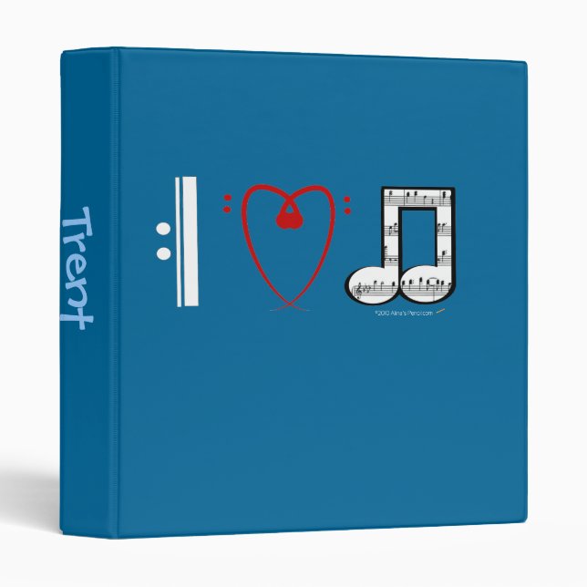I Love Music (I Heart Notes) Custom Name Template Binder (Front/Spine)