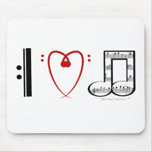 I Love Music (I heart notes) Mouse Pad