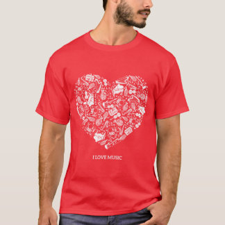 I love Music Musical instruments Hearteacher retro T-Shirt